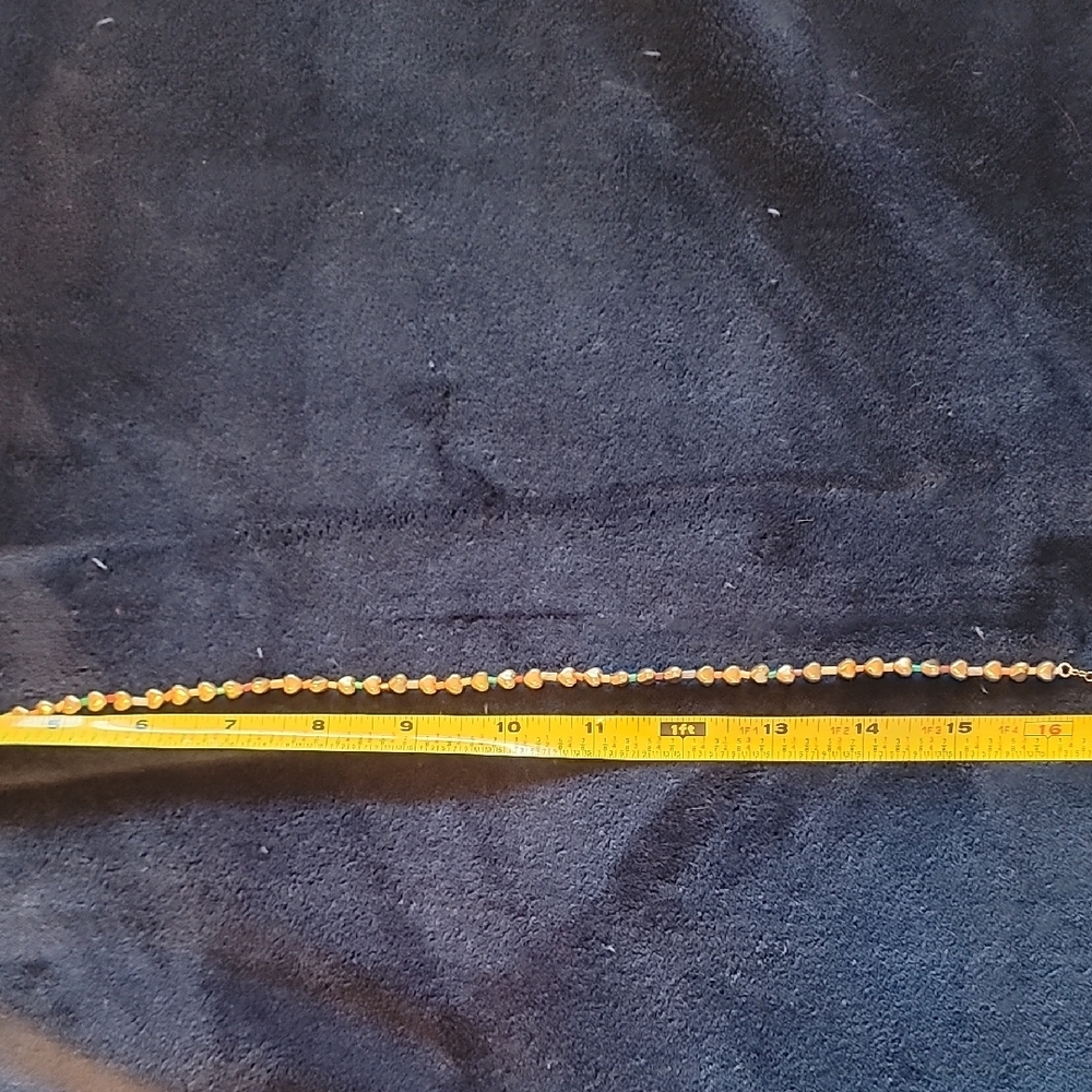 Anthropologie Gold Heart And Multi Color Beaded Necklace - Picture 5 of 9